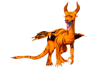 3D Rendering Fairy Tale Dragon on White