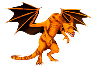 3D Rendering Fairy Tale Dragon on White