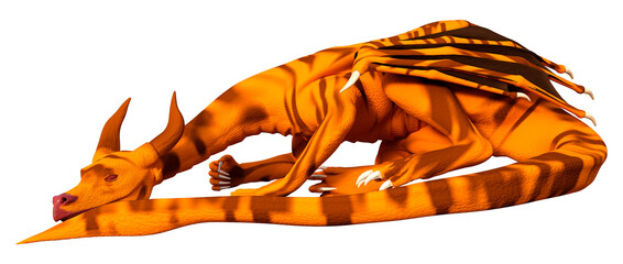 3D Rendering Fairy Tale Dragon on White