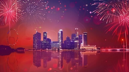 National Day background pictures capture the essence of patriotism and celebration, showcasing vivid red flags waving proudly against clear blue skies, intricate flower arrangements lining city street