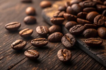 Naklejka premium Rich Aromatic Roasted Coffee Beans Macro Background