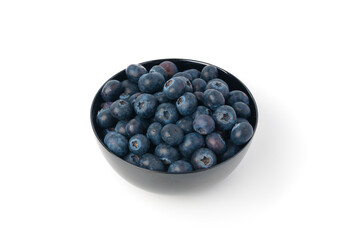 Blueberry isolated. Fresh blue berry fruits, bilberry group on white background, ripe bluberry