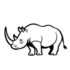 Fototapeta premium Black Rhino. Black Rhino simple black and white line art vector logo
