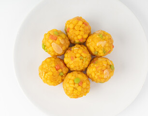 Ladoo, laddu or bundi laddoo is Indian sweet Diwali food. This is boondi ladoo balls
