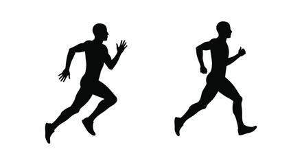 Two silhouetted figures running representing sport fitness and active lifestyles