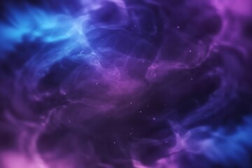 Vibrant purple and blue cosmic nebula with swirling gas and glowing interstellar clouds