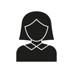 Female Avatar Solid Icon. User Profile, Account Identification, And Personal Representation Silhouette Symbol. Simplified Female Figure Design. Social Media User. Isolated Vector Illustration