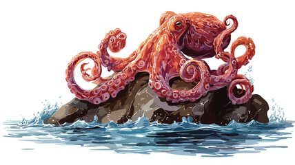 Naklejka premium Isometric Octopus with Curling Tentacles - Detailed Vector Illustration