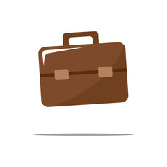 Hand drawn brown briefcase icon floating above a shadow