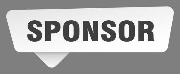 sponsor sign. sponsor white sticker isolated on gray background