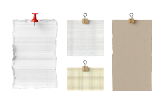 Collection Of Torn Papers With Clips - Powered by Adobe