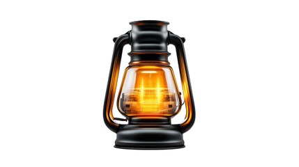 Vintage Lantern with a Glowing Light on Transparent Background