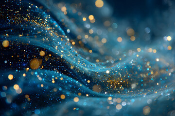 Glamorous abstract blue background with glitter and bokeh lights