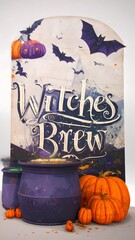 Halloween-themed witches brew display