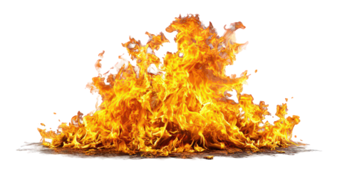 Fiery Flames Against Black Background