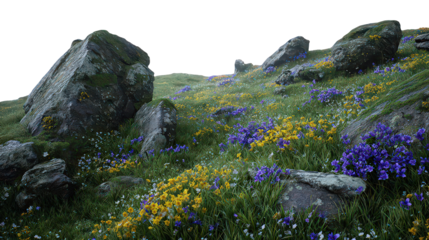 Colorful Meadow With Rocks