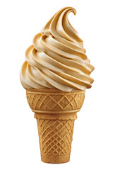 Golden Ice Cream Cone With Caramel Topping