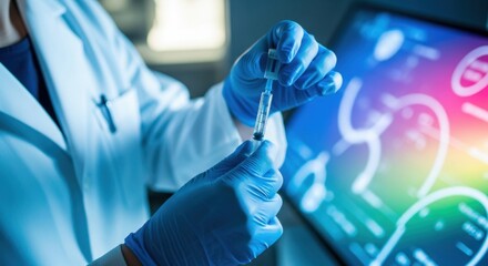 Medical Professional Preparing Vaccine Syringe in Laboratory Setting