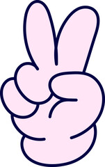 Hand gesture showing peace symbol isolated on black background vector illustration