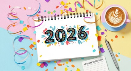 Bright and Festive 2026 New Year Celebration with Colorful Accents