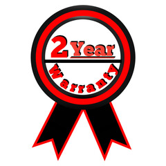 Two-Year Warranty Badge with Ribbon, Red and Black Design