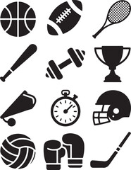 Sports icons for winning, fitness, and active lifestyle