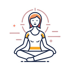 Woman meditating in lotus pose with aura and target symbol