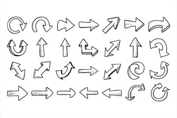 Vector arrow icon collection for navigation, orientation, and map design concepts