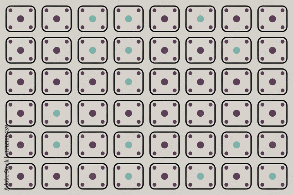 Poster a pattern of rounded squares with dots in the center and corners arranged in a grid formation