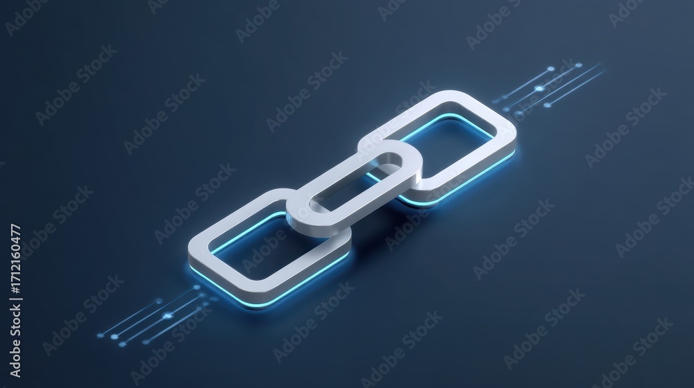 Poster a digital representation of a chain link symbolizing connectivity and technology, featuring a modern