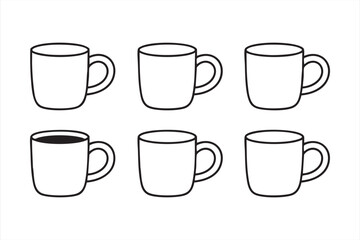 Collection of beverage cup icons for restaurant, menu, and branding designs