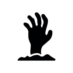 An illustration depicting a black icon of Halloween scary holiday attributes on a white background