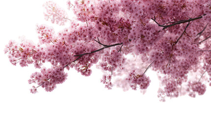 Pink Cherry Blossom Branch Against Black Background