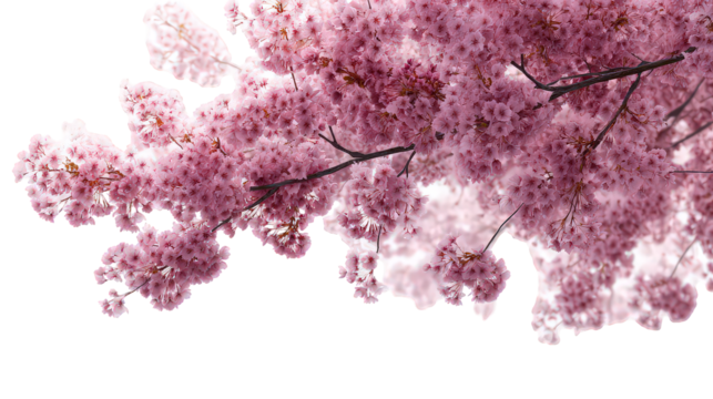 Pink Cherry Blossom Branch Against Black Background
