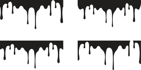Dripping Liquid Illustrations Set for Graphic Design.A collection of vector illustrations showing various dripping liquid patterns.