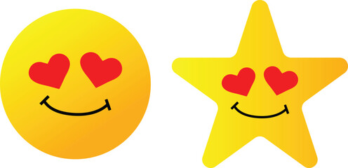 Heart Eyes Emoji Star Emoji Yellow Gradient Smiley Face vector