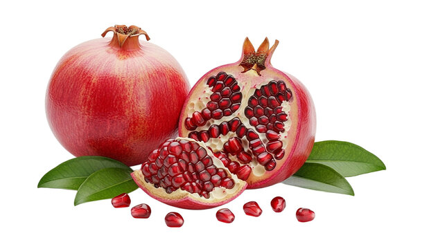Fresh pomegranate fruit isolated on a transparent background