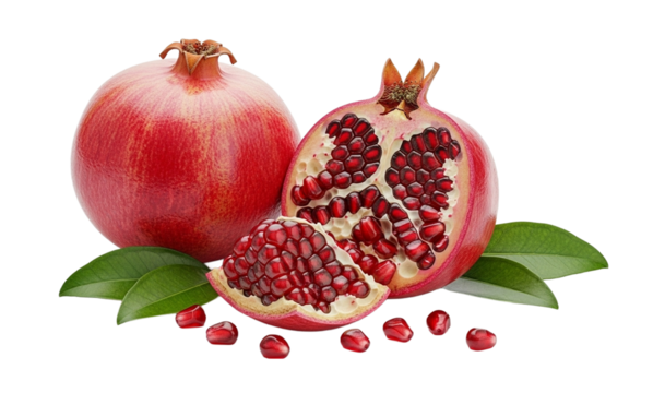 Fresh pomegranate fruit isolated on a transparent background