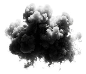 Black smoke cloud isolated on transparent background