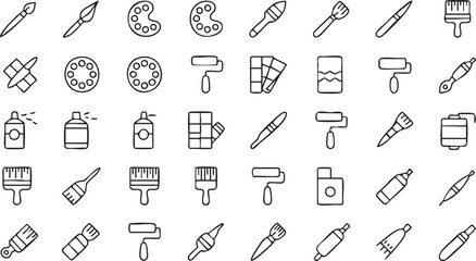 Painter and Studio Equipment Symbols Collection for Illustration Projects