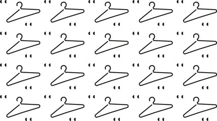 Collection of nine different black and white clothing hangers in a grid pattern