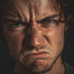 Fototapeta premium A close-up portrait of a man with an intense expression