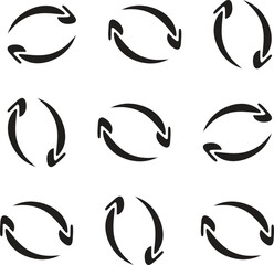 Set arrow icons. Collection different arrows sign. Set different cursor arrow direction symbols in flat style. Black arrows icons