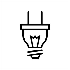 Obraz premium Minimalist Line Art of an Electric Plug and Lightbulb, Illustrating Power and Ideas