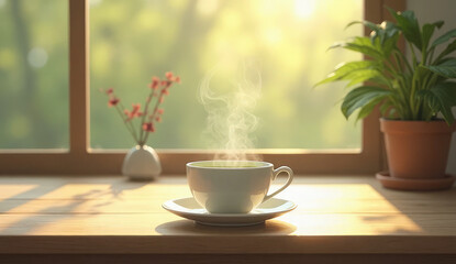 Warm Morning Light, Hot Coffee by the Window