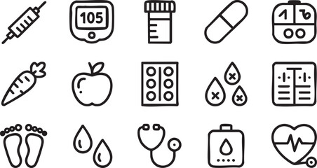 Hospital Treatment and Prevention Line Icons for Graphic Design