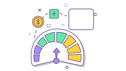 Performance Metrics for Revenue Optimization animation, Breaking Records of Profitability animated video, Business corporation clip, dashboard-style gauge footage, Sales Marketing motion graphics
