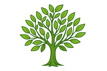 Fototapeta premium Green tree of life symbol. Simple flat vector icon for nature, ecology, and environment. Abstract plant with leaves and branches for growth or eco logo concept. Cartoon illustration.