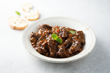 Traditional beef ragout with cegetables