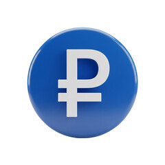 Obraz premium Blue round button with Russian ruble currency symbol 